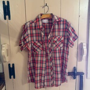 Vintage Button Down Plaid Button-Up Shirt
